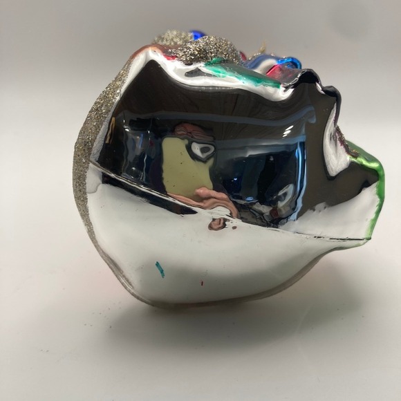 Vintage Large Glass Santa Ornament 8 Inches Collectible Colorful Bright - Picture 5 of 6